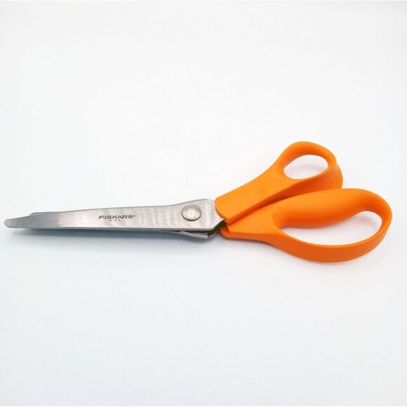 Fiskars Pinking Shears Scissors Orange Handle Stainless Steel Blade USA - Picture 2 of 10